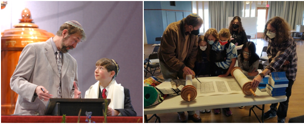 Two images of Rabbi Greg and Timmy Brown